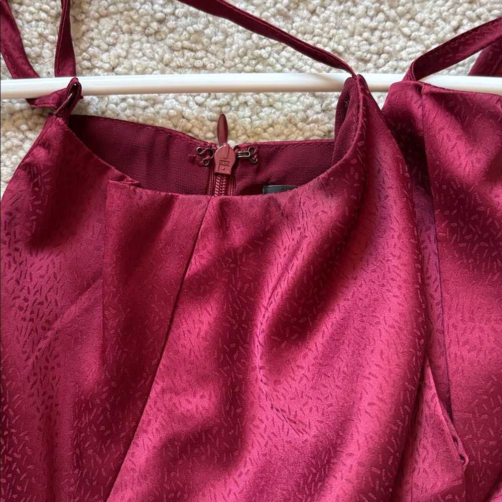 Lulus Just a Dash Burgundy Satin High Low dress - Picture 8 of 9